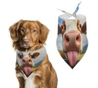 Cow Funny Tongue Cute Dog Bandanna Scarf Printed Adjustable Triangle Pet Kerchief for Dogs And Cats