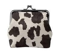 Cow Fur Print Print Coin Purse for Women Cute PU Leather Kiss-lock Change Purse Wallet, Black, One Size, Pattern
