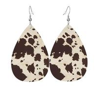 Cow Fur Print Print Leather Dangle Earrings for Women - Lightweight Teardrop Fashion Statement Earrings