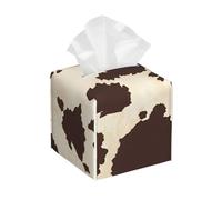 Cow Fur Print Print Leather Tissue Box Cover - Foldable Organizer for Bathroom, Living Room, Office, Car - Easy Storage