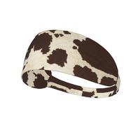 Cow Fur Print Print Non-Slip Elastic Running Headband, Sweat Absorbing Stretchy Hair Bands For Gym Yoga, Soft Skin-Friendly Foldable Workout Headband