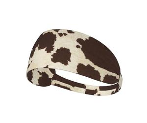 Cow Fur Print Print Non-Slip Elastic Running Headband, Sweat Absorbing Stretchy Hair Bands For Gym Yoga, Soft Skin-Friendly Foldable Workout Headband