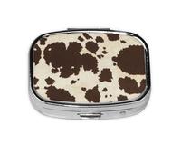 Cow Fur Print Print Pill Box 2 Compartment Medicine Pill Case,Portable for Pocket Or Purse Pill Box Decorative Metal Medicine Organizer