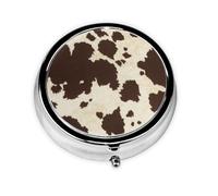 Cow Fur Print Print Pill Box Purse Small Round Pill Case Decorative Box Metal Medicine Vitamin Pill Organizer for Pocket Or Purse