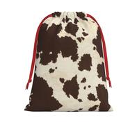 Cow Fur Print Print Ultra Soft Plush Gift Bags, Drawstring Christmas Party Candy Treat Favors, Xmas Holiday Sacks, Wedding Jewelry Pouches