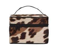 Cow Fur Print -Print Waterproof Large Cosmetic Bag for Travel & Gym, Makeup Organizer with 4 Elastic Straps & Compartments,Premium Twill Fabric.