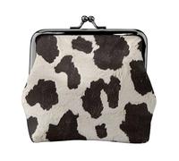 Cow Fur Print Printed Kiss-Lock Coin Purse for Women, Compact Stylish PU Leather Change Pouch for Cards, Coins, Essentials