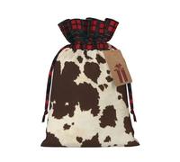 Cow Fur Print Printing 4.7x6.9 Inch Christmas Bag Drawstring Closure,For Christmas Anniversaries Birthdays,Holds Gifts