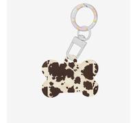 Cow Fur Print Printing Cute Acrylic Dogs Tag Double Side Bone Shap Id Tags with Keychain for Pet Crafts Decorations