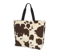 Cow Fur Print Reusable Tote Bag With Zip Waterproof Shoulder Bag With Pockets Casual Crossbody Handbags With Adjustable Shoulder Straps For Outdoors, College, Work, Gifts Shopping