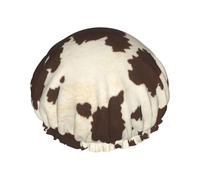 Cow Fur Print Shower Cap For Water Shower Non Wetting,Double Layer Reusable Shower Cap,Hair Shower Caps For Long Hair