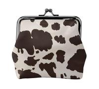 Cow Fur Print Women's Leather Kiss Lock Pouch - Stylish Small Zipper-Free Wallet for Coins, Cards, Makeup & Essentials - Compact & Lightweight Design for Daily Use, Travel & Gifting