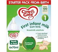 Cow & Gate 1 First Baby Milk Formula, Starter Pack From Birth, 6x70ml