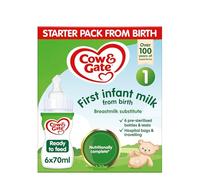 Cow & Gate 1 First Baby Milk Formula, Starter Pack From Birth, 6x70ml