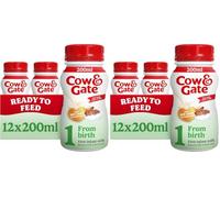 Cow & Gate 1 First Infant Baby Milk Ready to Use Liquid Formula, from Birth, 200 ml (Pack of 24)