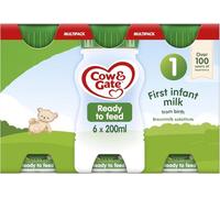 Cow & Gate 1 First Infant Baby Milk Ready to Use Liquid Formula, from Birth, 6x200 ml