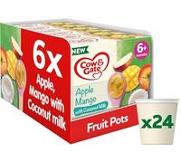 Cow & Gate Baby Food - Apple & Mango with Coconut Milk - Baby, Toddler and Kids Snacks - Fruit Pot Multipack - 6+ Months - 4x95g (24 Pots)