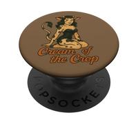 Cow Girl Pinup Retro Bovine Cheesecake Cream of the Crop PopSockets Adhesive PopGrip
