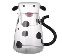 Cow Glass Decanter - Creative Drink Pitcher Bottle, Milk Water Pich With Cup | Stylish Cow Shaped Cold Drink Container, Table Pitcher For Bedside Table