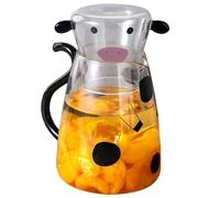 Cow Glass Water Pitcher - Cartoon Cow Cow, Transparent Drink Server, Rustic Style Pitcher | Animal Print Glass Pitcher, Reusable Water Container for Serving Table