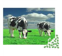 Cow Grazing-Pasture Landscape Style Jigsaw Puzzles 1000 Pieces with Clean Edges Jigsaws for Adults Grassland Cows for Quiet Time Activities And Date Night Ideas 38x26cm/1000pcs