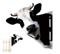 Cow Head Shape, 30 x 30 cm Iron Metal Art Sculpture, Peeping Cow, Decorative Garden Statues for Metal Cow Head Decoration for Garden, Lawn and Walkways