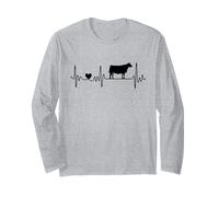 Cow Heartbeat EKG I Love My Cows Cattle Rancher Long Sleeve T-Shirt