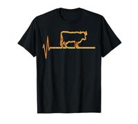 Cow Heartbeat EKG Retro Cattle Farmer Cow Lover Men Women T-Shirt