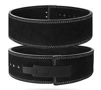 Cow Hide Leather Gym Weight Lifting Lever Buckle Powerlifting Belt Fitness Exercise Bodybuilding (Black, Medium)