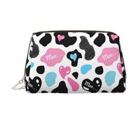 Cow Hide with Hearts Moo Love Large-Capacity Portable Travel Cosmetic Bag Waterproof Multifunctional Zipper Cosmetic Bag