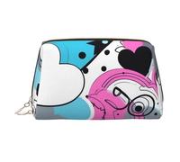 Cow Hide with Hearts Moo Love Leather Makeup Bag, Large-Capacity Travel Storage Bag, Dual-Purpose Toiletries and Makeup Bag