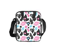Cow Hide With Hearts Moo Love Print Clear Pvc Waterproof Tote Transparent See Through Lunch Handbag,Travel Toiletry Bag,Women Men Work Shopping