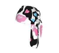 Cow Hide with Hearts Moo Love Printed Breathable Cycling Cap, Moisture Wicking Headwrap Do Rag, for Tactical Paintball Use