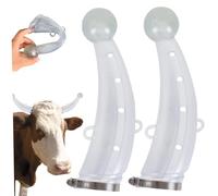 Cow Horn Protector, Anti-fight Cow Horn Guard with Clamp Adjustable Replacement Breathable Silicone Goat Protector, Large 1 Pair