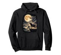 Cow Howling at the Moon Retro 90s Wildlife Meme farmers Pullover Hoodie