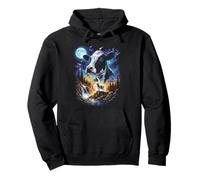 Cow Howling at The Moon Vintage Livestock Art Pullover Hoodie