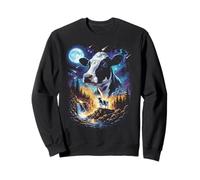 Cow Howling at The Moon Vintage Livestock Art Sweatshirt