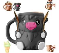 Cow Ice Cream Pint Holder with Handle & 2 Spoons - 3D Printed Leakproof Container for Ben & Jerry's, Popsicles, Beer Cans - Cute Animal Gift for Dairy Lovers (Brown) (Black)