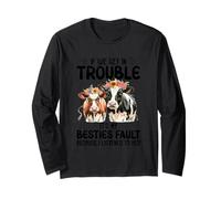Cow If We Get in Trouble It's My Besties Fault Funny Women Long Sleeve T-Shirt