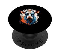 Cow Illustration With Sunglasses Splash Art PopSockets Adhesive PopGrip