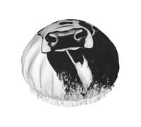 Cow in Black and White Printed Double-Layer Waterproof Shower Cap - Reusable Spa & Face Mask Bathing Hat for Travel, Home Care & Beauty Routine
