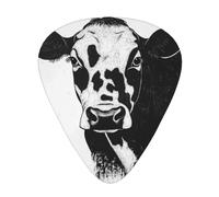 Cow in Black and White Printed Guitar Picks 12-Piece Set - Comfortable, Versatile Plectrum for All Guitar Styles & Players