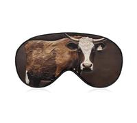 Cow in Brown Leather Sleep Mask Light Blocking Eye Cover Polyester Eye Mask with Elastic Strap Blindfold for Side Sleeper Sleeping Masks Face Hugging for Women Men Travel