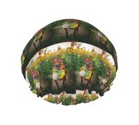 cow in sunflowers Printed Reusable Shower Hats, Double Layer Headgear For Spa And Salon, Large Hair Wrap