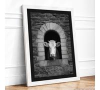 Cow in the Archway Minimalist Framed Wall Art Print A3 (42×29.7cm) White, Wall Decor for Living Room, Bedroom, Office & Home, Ready to Hang, Art Gift