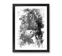 Cow In The Field Vol.3 V4 Modern Framed Print | A4 Black Framed Wall Art | Ready to Hang | Modern Animal Picture | Living Room Bedroom Lounge Office