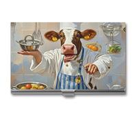 Cow in The Kitchen Business Card Holder Super Light Portable Aluminium Alloy Credit Card Organizer Slim Professional Business Card Case for Office Workers Man And Women