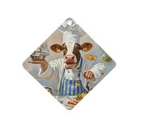 Cow in The Kitchen Car Air Freshener Hanging, Long Lasting Scented Car Aromatherapy Tablets, Rhombus Fragrance Scented Cards for Vehicles, Bedroom, Wardrobe White-style