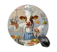 Cow in The Kitchen Mouse Pad for Computer, Round Gaming Mousepad with Non-Slip Rubber Base, Waterproof Mouse Mat for Laptop Office Home 7.8 X 7.8 Inch