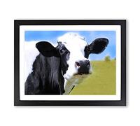 Cow in the Meadow No.3 Modern Framed Print | A3 Black Framed Wall Art | Ready to Hang | Modern Animal Picture | Living Room Bedroom Lounge Office